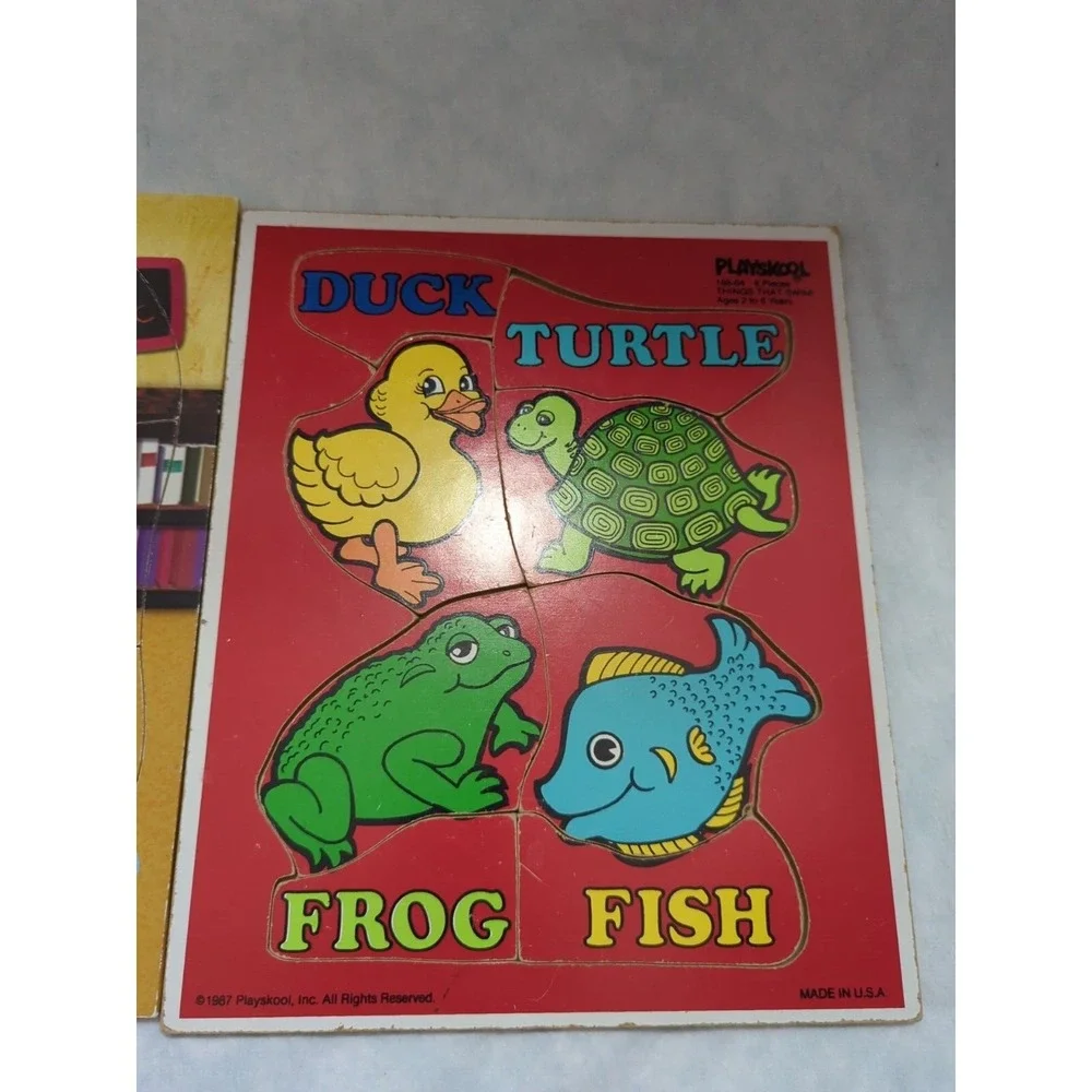 Barney Blues Clues Teletubbies Playskool Swim Wooden Puzzles Vintage lot